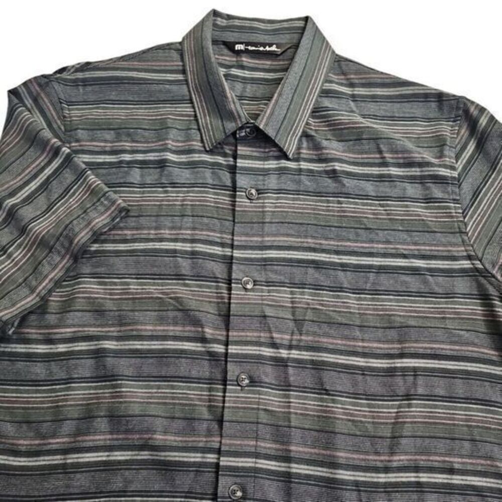 Travis‎ Mathew Short Sleeve Lightweight Striped Button Down Casual Shirt Mens Lg